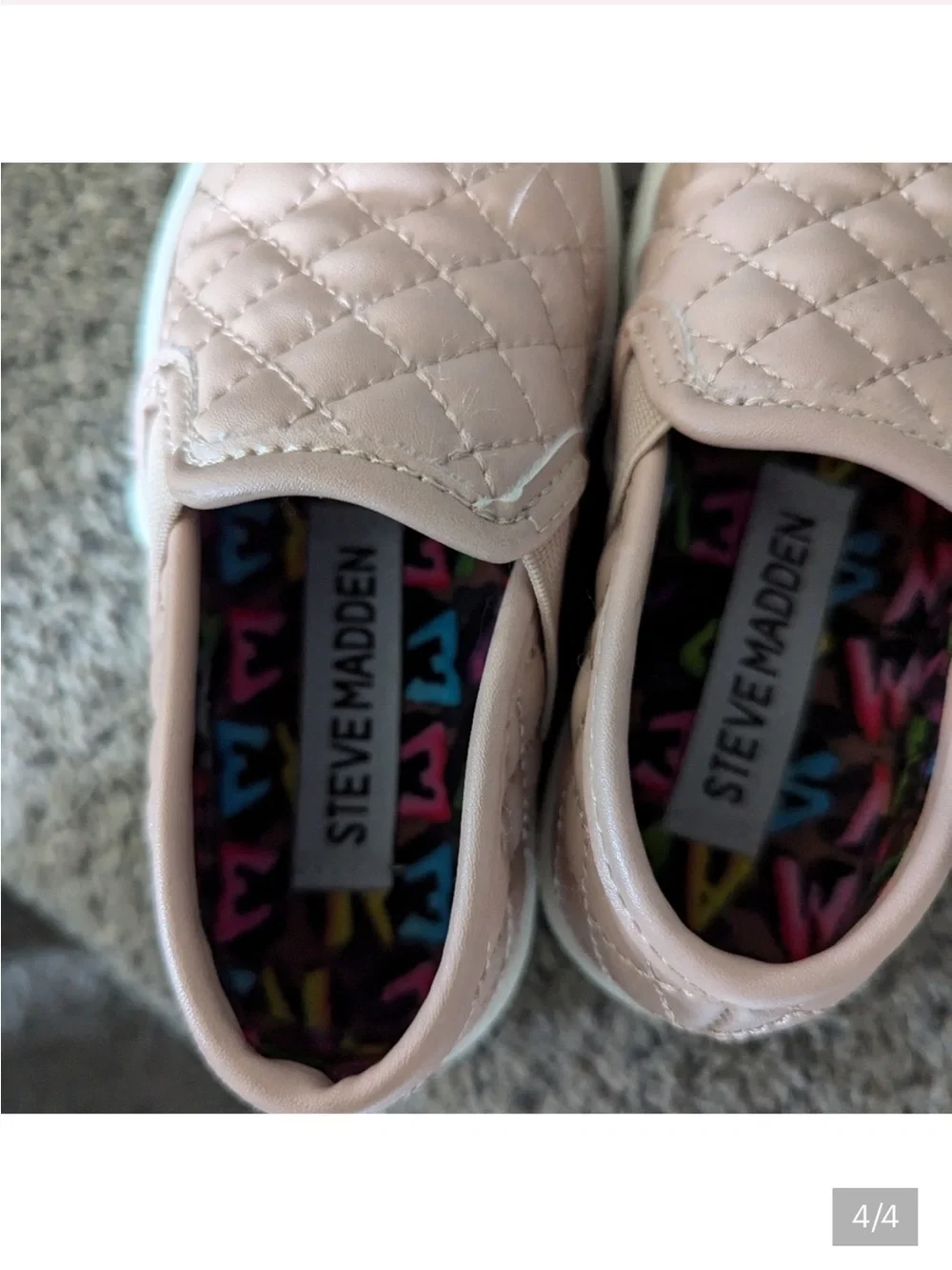 Steve Madden Girls Quilted Slip-On Sneakers in Blush Pink